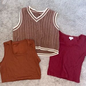 Sweater Vest, tank and tee SO and Shein brand. All barely worn & size M/L